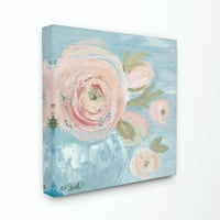Колекцијата за украси на домашни украси розови цвеќиња на сино импресионистичко сликарство платно wallидна уметност