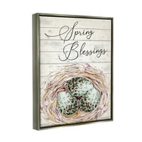 СТУПЕЛ пролетни благослови птици гнездо природно празнично сликарство, сиво пловила, врамена уметничка печатена wallидна уметност