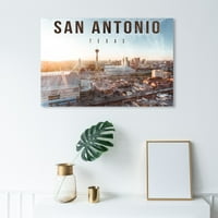 Студиото Винвуд Студио и Скилинис wallидни уметности Пернас ги отпечати „Сан Антонио пејзаж“ во градовите на САД - кафеава, сина боја
