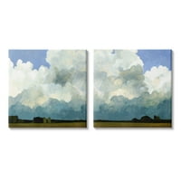 СТУПЕЛ ИНДУСТРИИ Мели облаци од село небото природа пејзаж за сликање на сликарство завиткано платно печатење wallидна уметност, сет од 2, дизајн од Ема Каролина