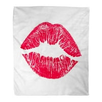 Фрли Ќебе Топло Пријатно Печатење Фланелен Розов Бакнеж Прекрасни Црвени Усни На Бела Девојка Од Вљубените Удобно Меко За Кревет