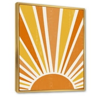 DesignArt 'Минимално светло сјајно портокалово сончево зраци II' модерно врамено платно wallидно печатење