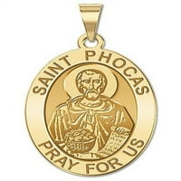 Свети Фока Медал Овална Големина На Пара, Цврсто 14к Жолто Злато