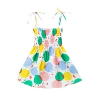 Бебе Девојка Фустани Трегери Лимон Печатење Плажа Скејт Фустан Мулти-боја 3Ј-4Ј