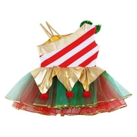 Јизииф Деца Девојки Божиќна Забава Костим Ленти Фустан Асиметрични Светки Трико