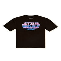 Темна страна маица со кратки ракави на момчињата во „Војна на Starвездите“, големини со 4-18