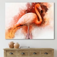 Апстракт портрет на розово фламинго II сликарство платно уметнички принт