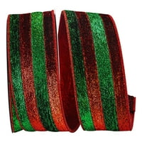 Хартија метална лента за фриззла, црвена и зелена лента, 4in 5yd, 1 пакет