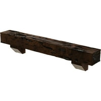 Ekena Millwork 4 H 6 D 48 W Pecky Cypress Fau Wood Camplace Mantel Kit W Ashford Corbels, Premium Aed