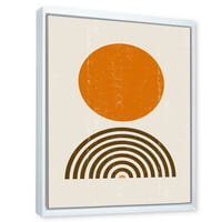 Дизајнарт Апстрактно Минимално Виножито И Портокалово Сонце Јас Модерен Врамен Платно Ѕид Уметност Печатење
