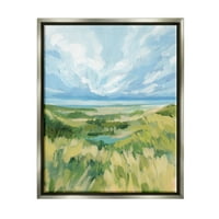 Службени крајбрежни тревни дини пејзаж пејзаж сликарство сив пловиј врамен уметнички печатен wallид уметност
