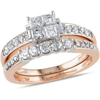 Карат Т.В. Принцеза-, багета- и тркалезен дијамант 14KT Rose Gold Bridal сет