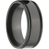 Рамен црн циркониумски прстен со две жлебови и подигнат центар