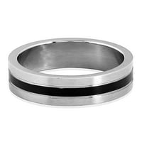 Крајбрежен накит од четкан од не'рѓосувачки челик црна лента со жлечен прстен