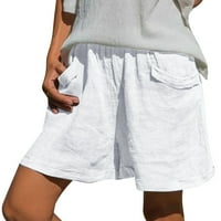 лабакиха шорцеви за жени женски летни основни лабави удобни шорцеви цврст еластичен струк секојдневни панталони со џебови бели