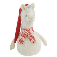17,75 Бела лама со црвена Дедо матичка за Божиќна табела Топ декорација