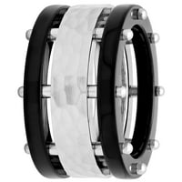 Машки не'рѓосувачки челик и црна IP зачукана завршна лента - Менс прстен