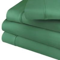 Супериорен 4-Парче Класичен Ловец Зелен Памук Мешавина Лист Во Собата, Калифорнија Кинг