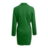 Јака Со Вртење Надолу Со Долги Ракави Обичен свечен костум Зелени Мини Фустани За Жени Секси Големина Xl