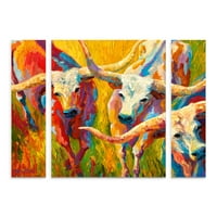 Трговска марка ликовна уметност „Танц на мулти -панел уметност на Лонгхорнс“ од Мерион Роуз