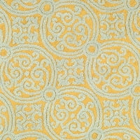 Кембриџ Јордан Велшки Геометриски Волна Површина Килим, Сино Злато, 6' 6 ' Круг