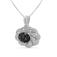 JewelersClub 1. Carat T.W. Црн и бел дијамант Стерлинг сребрен цвет накит
