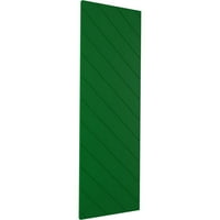 Ekena Millwork 15 W 63 H TRUE FIT PVC Diagonal Slat модерен стил фиксирани ролетни за монтирање, виридијан зелена