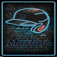 Мајами Марлинс - Постер за неонски шлем, 22.375 34