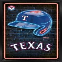 Тексас Ренџерс - Неонски Шлем Ѕид Постер, 22.375 34 Врамени