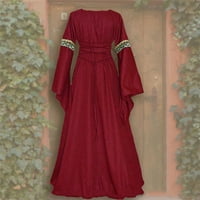 Дозволете фустани со Долги ракави за жени, секојдневни,слатки, есенски модни, Црвени, Жени Секојдневни Ноќта На Вештерките Спојување
