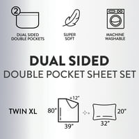 Урбана продавница двострана технолошки џеб поставен лист со перница, близнак XL, сива
