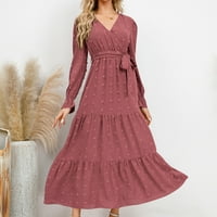 Слатки Фустани За Жени Печатење Празник Долг Фустан Розова М