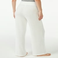 Panенски женски панталони за пижами со широки нозе Chenille, големини до 3x