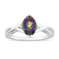 2. КТ. Marquise Mystic Topaz и Diamond Accent Sterling Silver Ring
