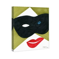 Wynwood Studio Fashion and Glam Wall Art Canvas отпечатоци „Мануел Роман - маски“ усни - црна, зелена боја