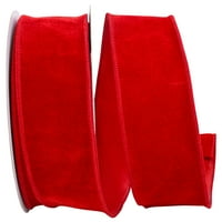 Хартија Божиќна кадифена кадифе црвена полиестерска лента, 10yd 2,5in, 1 пакет