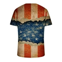 Кратки Ракави Блузи За Мажи Плус Големина V-Вратот Класичен-Одговара Маици Ѕвезди И Знамиња Печатени Крафички Маици