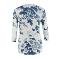 Женска Мода Секојдневен Темперамент Неправилна Боја Крпеница Печатени Седум четвртини Ракав Блуза