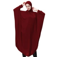 Женски Дама Секојдневен Повик Муслимански Почвата Долг Ракав Долг Гроздобер Модни Фустани