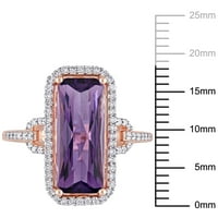 Miabellaенски карат карат октагон-аметист карат дијамант 14kt розово злато коктел прстен