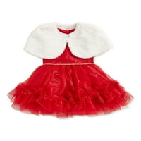 Чудо нација девојки tulle роза од празник Божиќен фустан со капи со крзно од крзно, големини 4- & плус