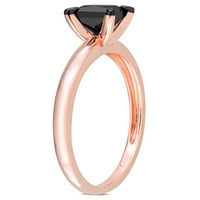 Карат Т.В. Црн дијамант 14KT розово златен плоштад црн родиум позлатен прстен за ангажман на пасијанс