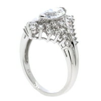 Jayеј срце дизајнира стерлинг сребрен маркиз симулиран бел дијамантски прстен