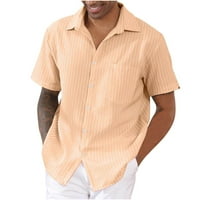 Гилисо Мажи Обични Копчиња Лента Превртување Краток Ракав Кошула Блуза Блузи