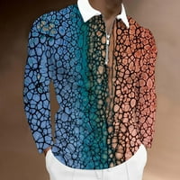 Мажи Обични Цврсти Врвни Мажи Секојдневен Моден Пресврт Половина Патент Шарено Дигитално Печатење Блуза Со Долги Ракави Цветна