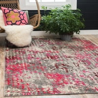 Единствени разбојни правоаголни апстрактни модерни килими со розово сиво бело, 4 '6' 0