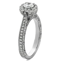 РИНГ Невестински сет: прстен за ангажман со дијаманти и центар Моисанит во 14К злато со два тона