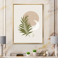 DesignArt 'Апстрактна месечина и сонце со зелен лист II' модерна врамена платна wallидна уметност печатење