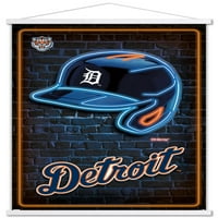 Детроит Тигри - Постер за неонски шлем со магнетна рамка, 22.375 34