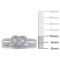 Карат Т.В. Засекогаш невестата во облик на срцев дијамант композитен невестински комплет во сребро, големина 4